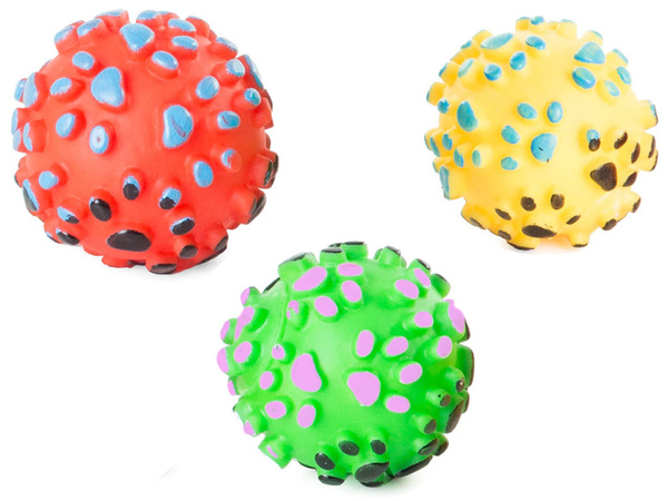 Squeaky dog toy teether ball rubber colours