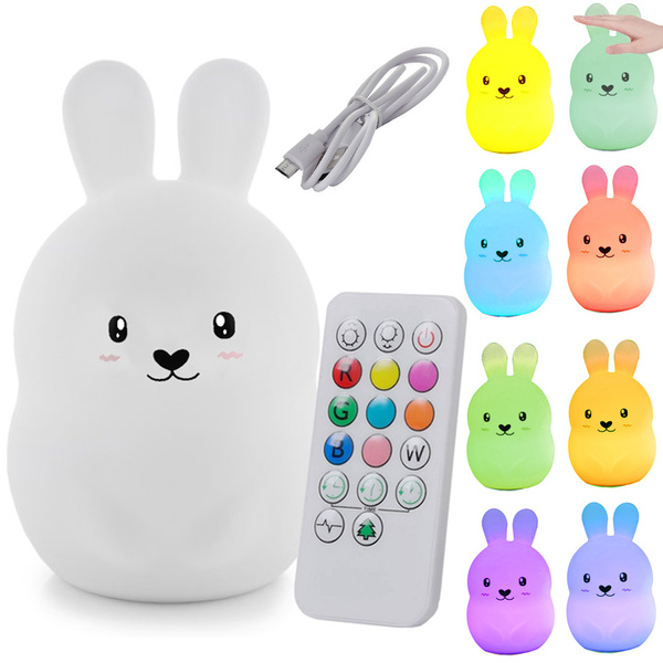 Gyermek éjszakai fény led nyúl érintés rgb távirányítóval