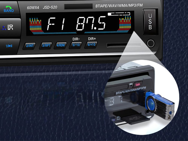 Autorádio bluetooth usb aux sd 1-din mikrofón + pilot 4 x 60w