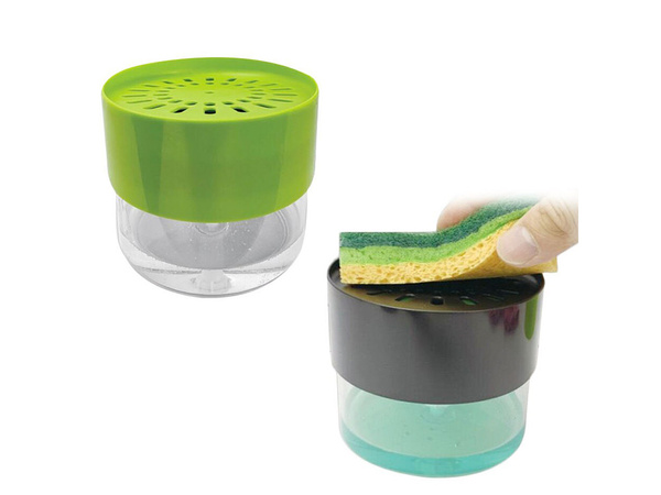 Dishwashing liquid dispenser sponge dispenser