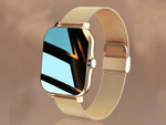 Smartwatch dámské pánské hodinky gumový řemínek sport bluetooth hovory zlaté