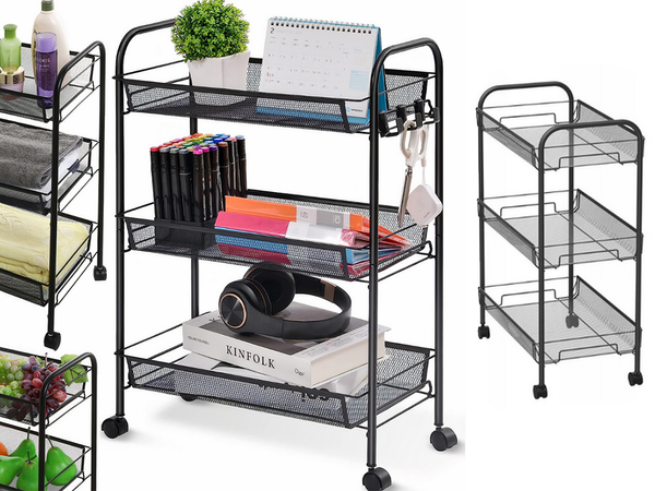 Baie raft bucătărie cabinet pe roți metal rack trei niveluri 3