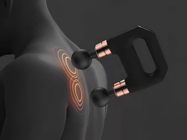 Masažo pistoletas dvigubas nugaros kūno masažuoklis galingas 8 patarimai