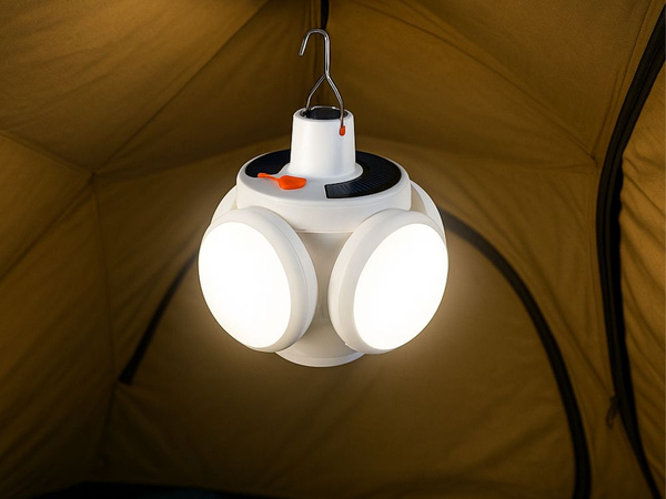 Skladacia led solárna kempingová lampy pre záhradný háčik, turistický stan