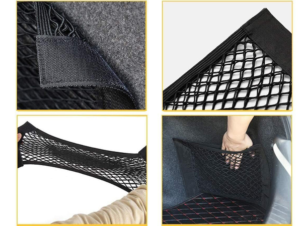 Mreža za avtomobilski prtljažnik robustna z velcro na avtomobilski sedež robusten žep 50x25cm