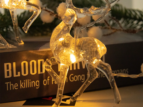 Karácsonyi fények rénszarvas füzér 10 led csillogással karácsonyfára