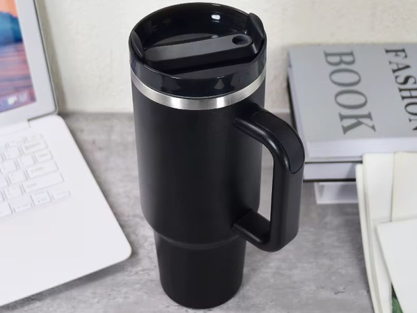 Grande tasse thermique 1,2 l avec paille et poignée en acier, thermos pour boissons chaudes et froides