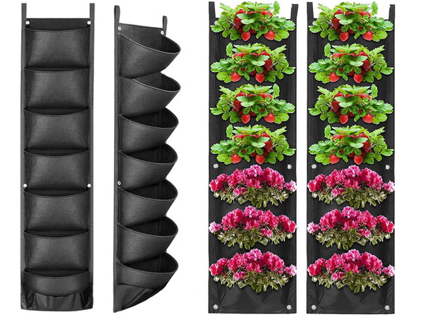 Vertikale pflanzentasche hängend filz 7 taschen für setzlinge dekoration