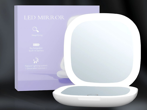 Make-up zrcátko s led osvětlením skládací x5 pro cestovní tašku