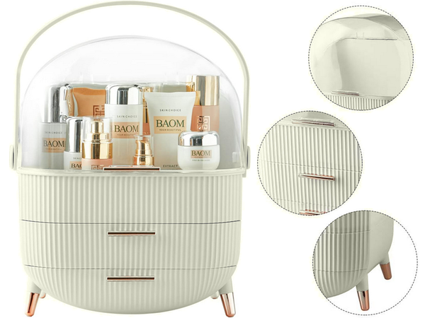 Cosmetics organiser with drawers spacious large handle elegant