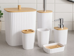 Vannitoakomplekt vannitoapinna harja wc doosaja prügikast bambus 6 elementi