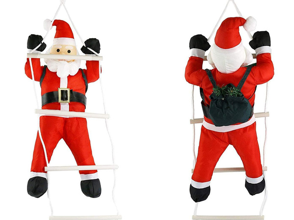 Santa claus na žebříku vánoční dekorace balkon terasa dekorace 95 cm komín