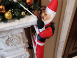 Santa claus ant kopėčių kalėdinė dekoracija balkonas terasa dekoracija 95 cm kaminas