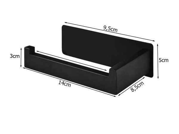 SOPORTE PARA PAPEL HIGIÉNICO NEGRO MATE SIN TALADRAR ACERO MODERNO WC LOFT