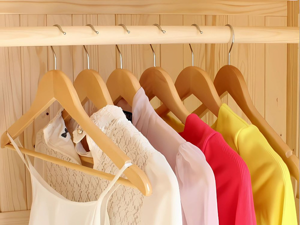 3x lakovaný drevený držiak na odevy sada drevených držiakov