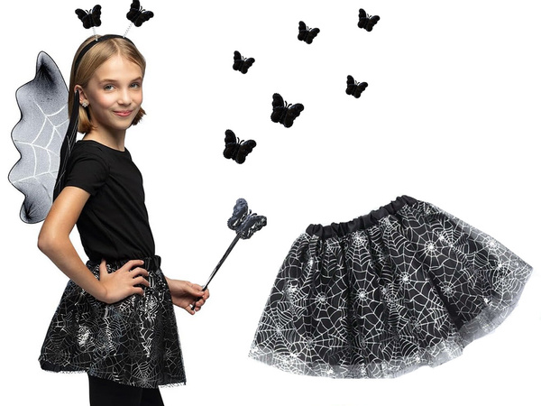 Halloween kostüm verkleiden rock spinne stirnband schmetterling flügel zauberstab