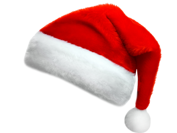 Santa cepure ar bumbuļiem pūkaina sarkana