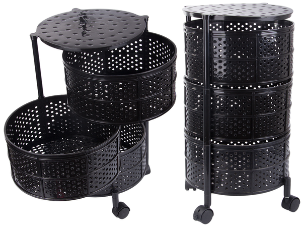 Küchenregal schrank auf rädern mobiler wagen tisch 3 etagen korb