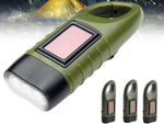 DYNAMO SOLAR TORCH 3 LED KINETIC RANKINIS KLIPAS