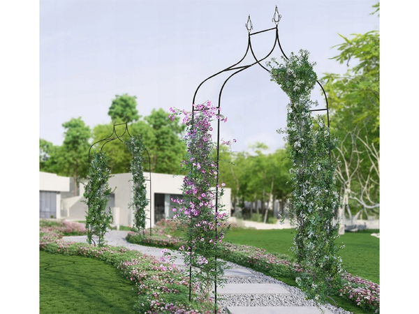 Dārza pergola ziedu atbalsts kāpšanas augiem arka rozēm dekoratīvs metāls