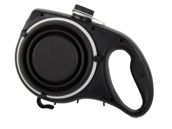 Dog-cat leash with water bowl bag drinker