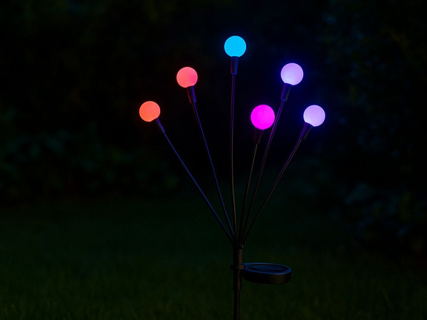 SOLAR-GARTENLAMPEN KUGELN 2 STÜCK MIT JE 6 LED-RGB-LAMPEN, 70 CM LANG