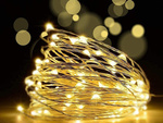 Wire lights 100 leds with batteries 10m white warm