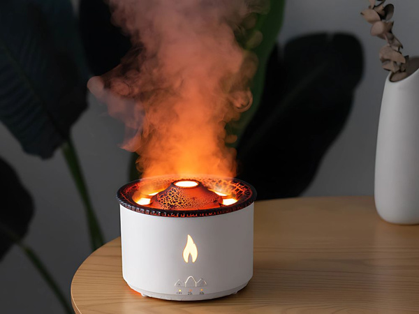 Humidificador de aire led difusor rgb volcán fragancia niebla fuego explosión
