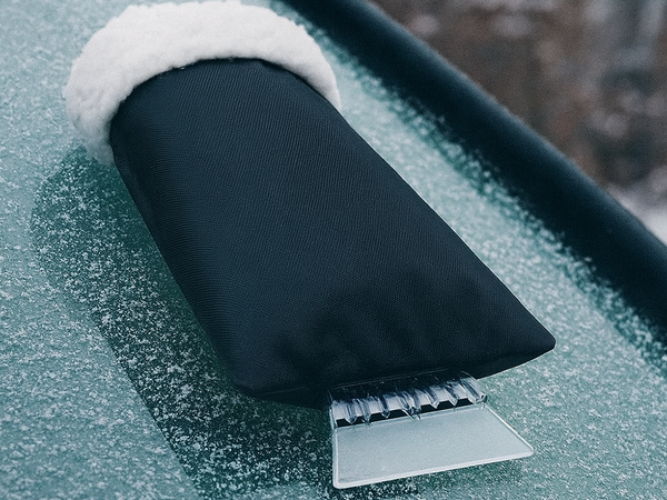 Raspador de hielo para ventanas de coches con guante para hielo y nieve mango blando