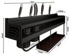 Estante de pared organizador de cocina metálico colgante para utensilios y especias