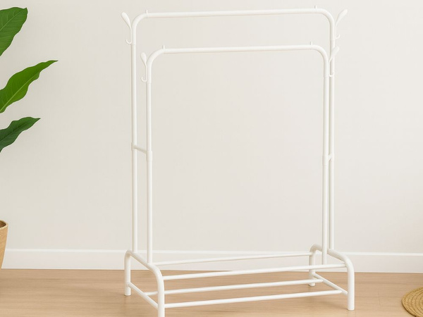 Álló ruhaakasztó polcokkal cipők és kabátok számára fém szekrény