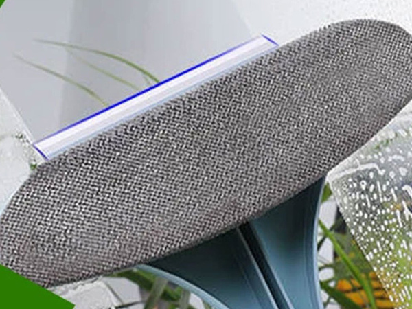 Window cleaning brush wiper 2in1