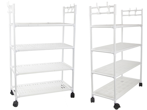 Baie raft bucătărie cabinet mobil raft unitate pe roți 4 niveluri cârlige