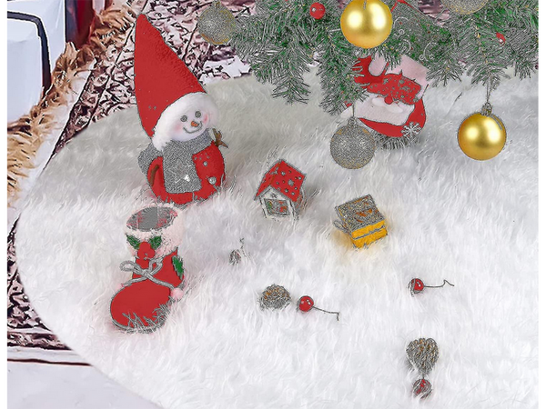 Christmas tree mat white furry 90 cm round
