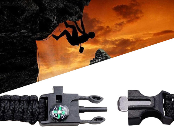 Zapestnica za preživetje zapestnica 5v1 kompas flint vrv nož paracord vrv