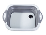 Silicone folding bowl with drain board sink