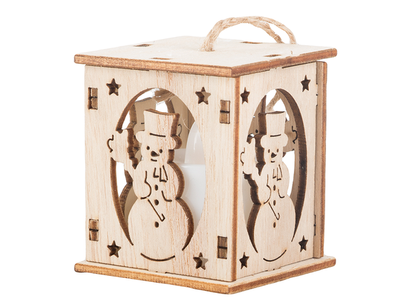 Lemn agățat pom de crăciun lanternă iluminat crăciun decorare om de zăpadă