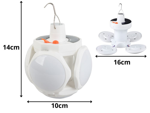 Foldable led solar camping lamp for garden hook, tourist tent