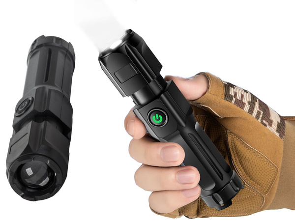 Dobíjateľná taktická led baterka zoom xpe led vojenská silná polícia