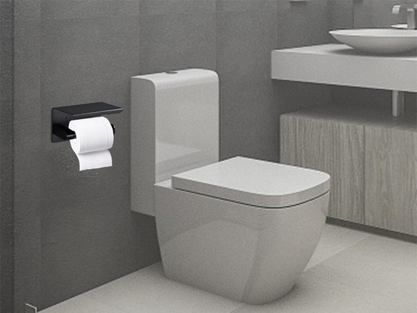 Wc-papír tartó telefon polccal fekete loft wc acél