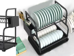 Dishwasher dryer plates cutlery cups two-level drainer with tray