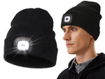 AUTUMN WINTER HAT WITH LED TORCH BLACK USB 3 LIGHT MODES