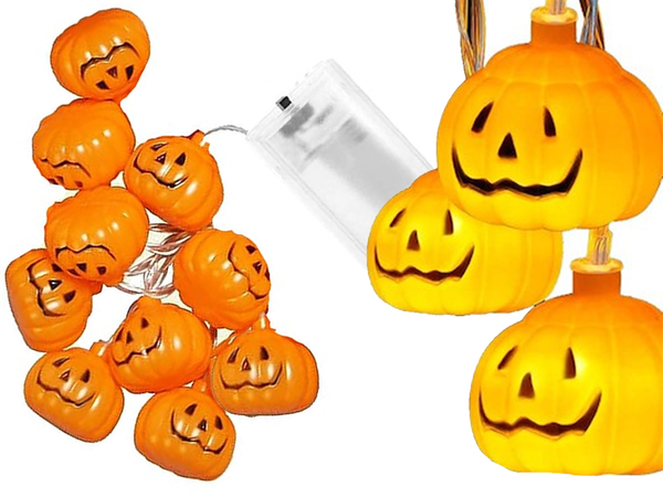 Tekvicové svetlá 10 viedlo závesné halloween 200cm svetelná dekorácia tekvicová dekorácia