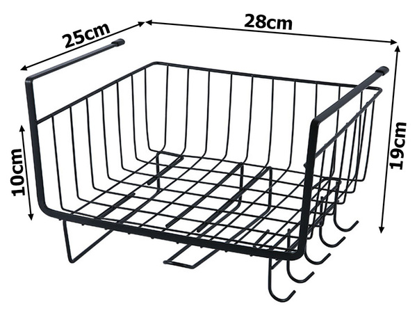 Metal basket under cabinet top 5 hooks paper holder