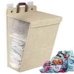 Cesto de ropa plegable para cuarto de baño lavadero puerta de pared beige