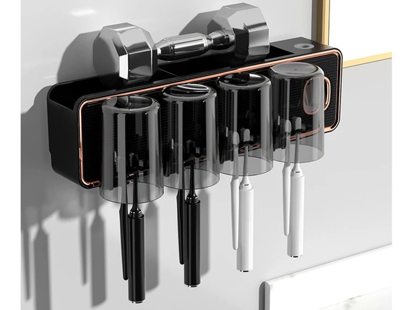 Toothpaste dispenser toothbrush holder hanging organiser with cups