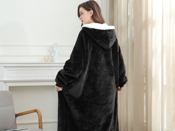 Warm sweatshirt blanket large oversize thick soft hooded dressing gown long xxl