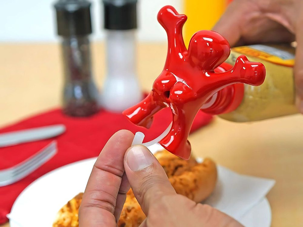 Lustige kappe mensch für eine flasche sossen mit einem stopper sir frech