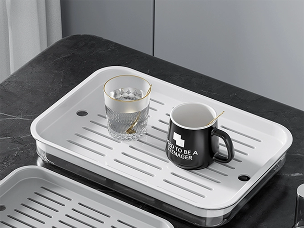 Two-layer kitchen tray drining rack for dishes vegetables fruit plastic