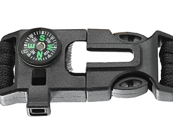 Zapestnica za preživetje zapestnica 5v1 kompas flint vrv nož paracord vrv
